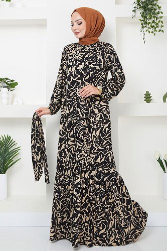 moda selvim Dress DVL215 Black - Thumbnail