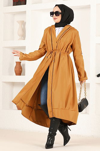 moda selvim Hooded Bondit Cap END5071-M Mustard - Thumbnail