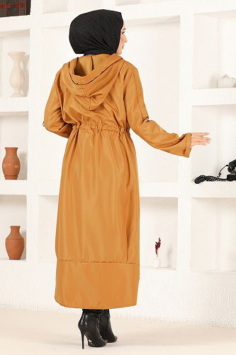 moda selvim Hooded Bondit Cap END5071-M Mustard - Thumbnail