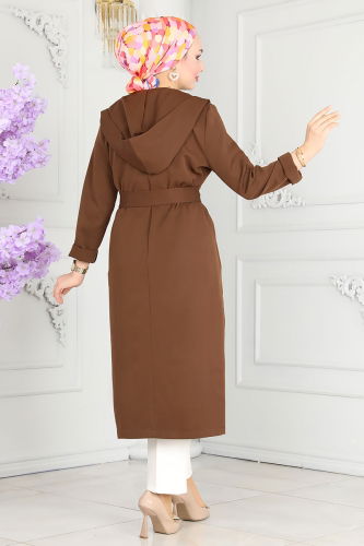 moda selvim Overcoat 4422AL357 Brown - Thumbnail