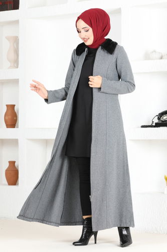 MRV E.N.D. - Hooded Fur Coat END5563-M Anthracite