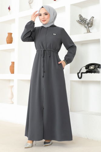 moda selvim Abaya OZA1006 Anthracite - Thumbnail