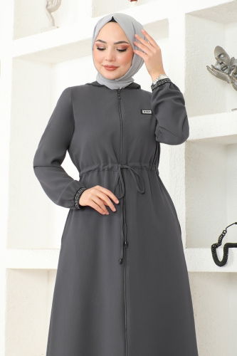 moda selvim Abaya OZA1006 Anthracite - Thumbnail