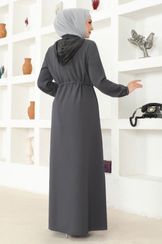 moda selvim Abaya OZA1006 Anthracite - Thumbnail