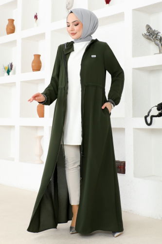 moda selvim Abaya OZA1006 Khaki - Thumbnail