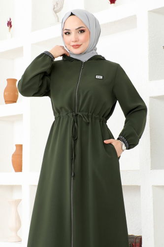 moda selvim Abaya OZA1006 Khaki - Thumbnail