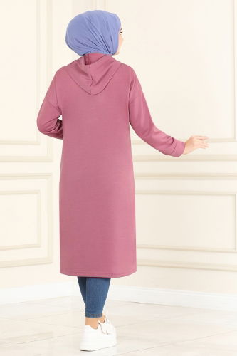 moda selvim Hooded Sports Tunic MSL5058 Rose Dried - Thumbnail