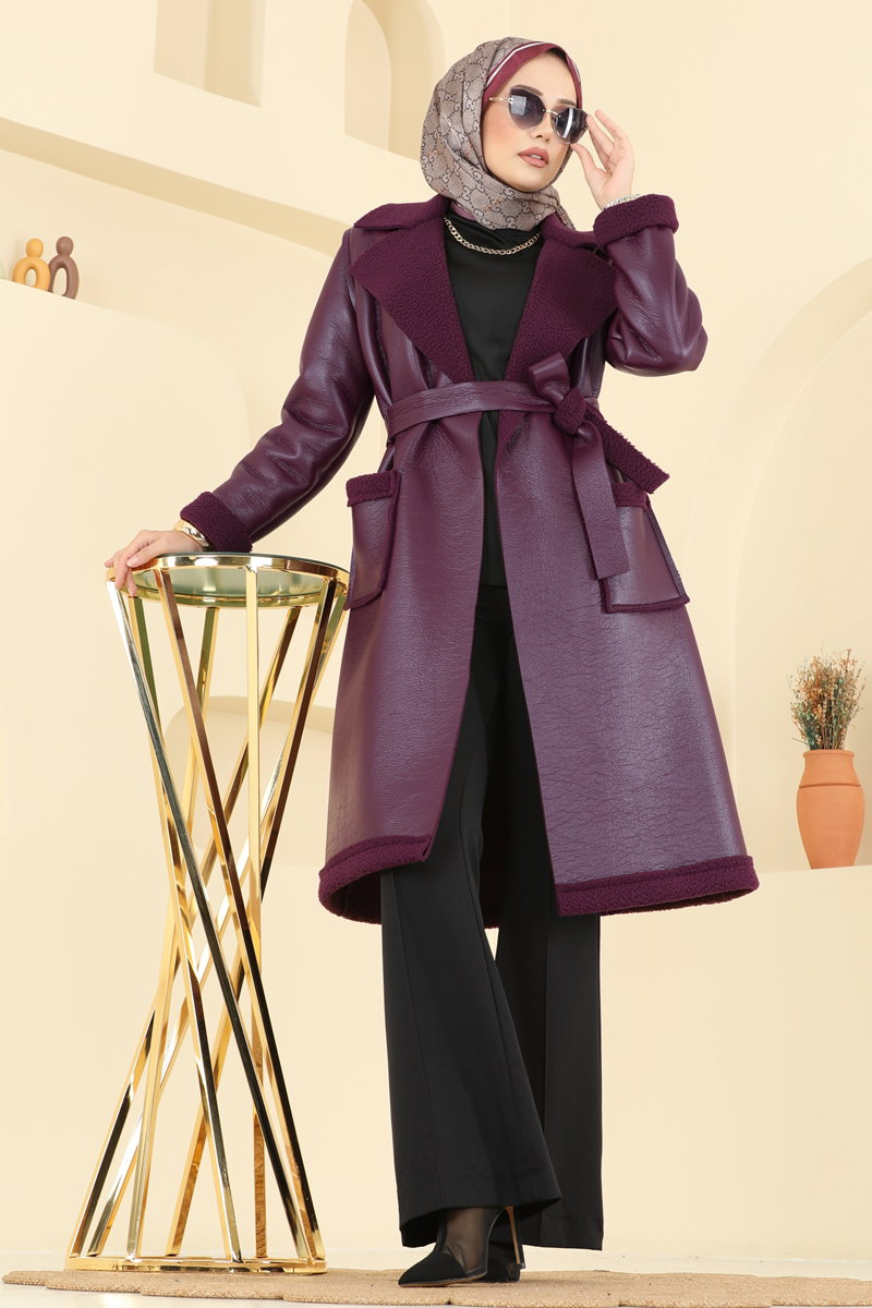 İçi Kürklü Deri Kaban 6239BSK463 Bordo