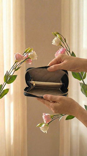 moda selvim İki Bölmeli Cüzdan 204MERK1193 Siyah - Thumbnail