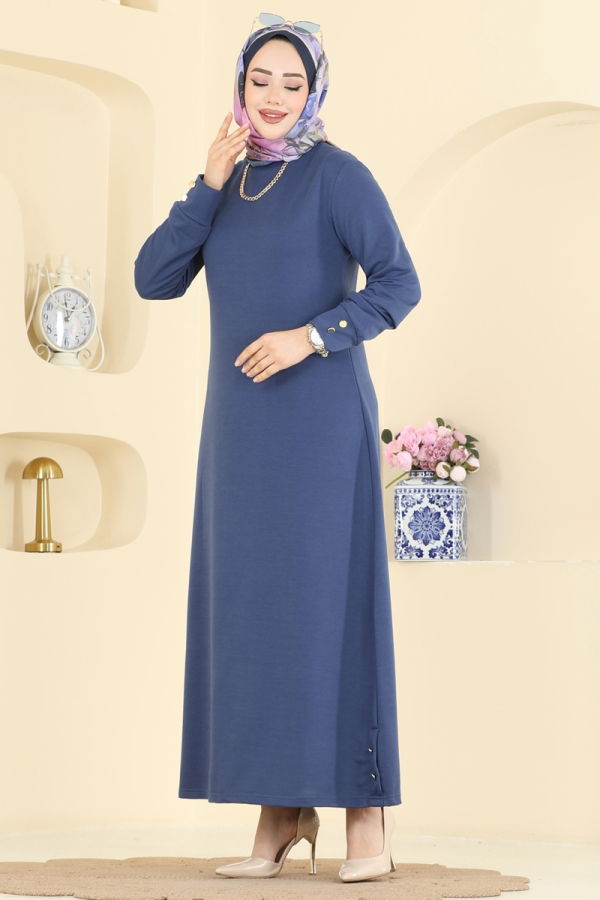 Modaselvim Elbise İki İplik Spor Elbise 1009ETT926 İndigo