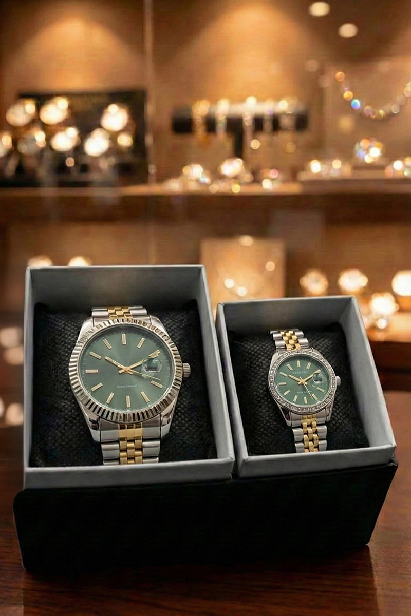 İki Renkli Çift Kol Saati 8228CLSK1184 Gümüş&Gold