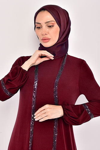 moda selvim İkili Tesettür Takım ASM2600-M Bordo - Thumbnail