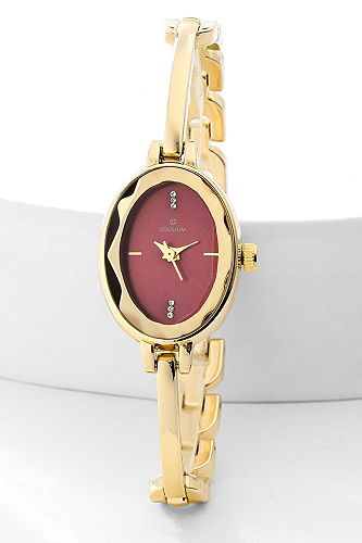 moda selvim İnce Kordonlu Zarif Kol Saati 8537CLSK1184 Bordo&Gold - Thumbnail