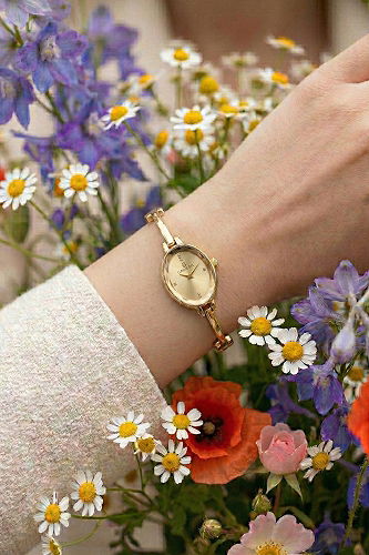 moda selvim İnce Kordonlu Zarif Kol Saati 8537CLSK1184 Gold - Thumbnail