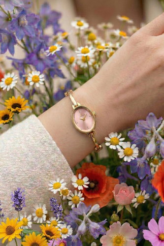 C.L.S.K. - İnce Kordonlu Zarif Kol Saati 8537CLSK1184 Gold&Pembe