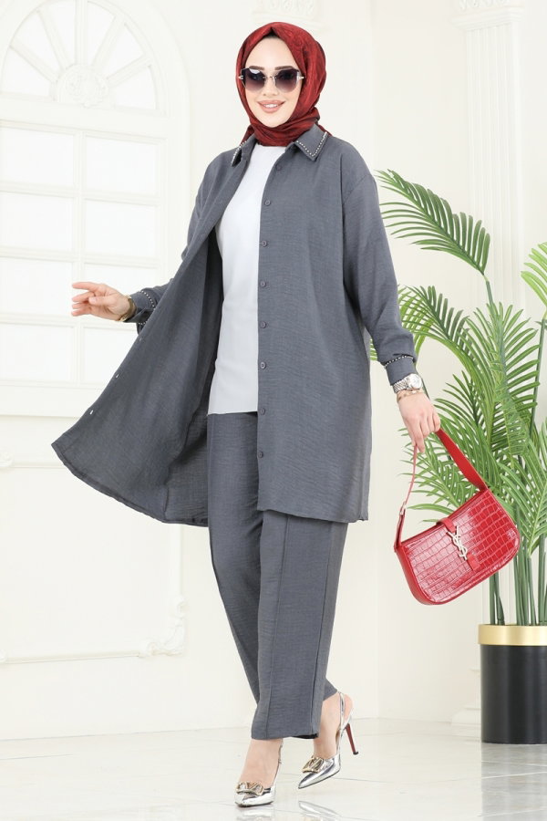 Modaselvim NET %30 İNDİRİM İnci Detay Takım 140HBS856 Antrasit