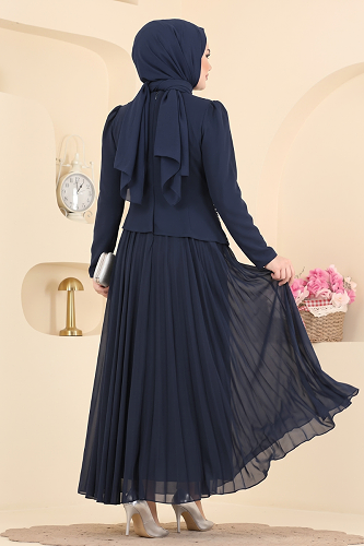 moda selvim İnci Detaylı Şık Abiye 5724DMNK1166 Laci - Thumbnail