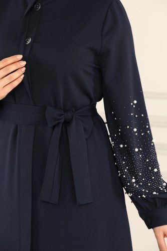 moda selvim İnci İşlemeli Prada Ferace 4575AH193 Laci - Thumbnail