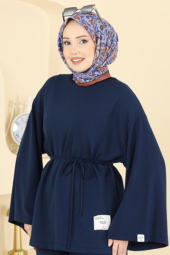 moda selvim İp Kemerli Modal Takım 755OZN1046 Laci - Thumbnail