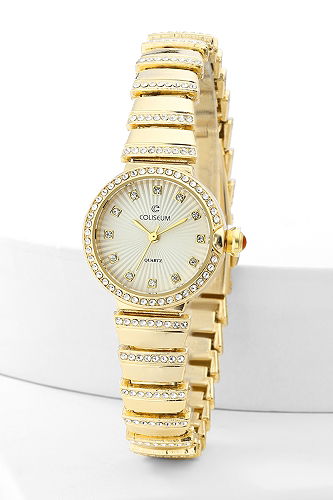 moda selvim Işıltı Detaylı Modern Saat 8851CLSK1184 Ekru&Gold - Thumbnail