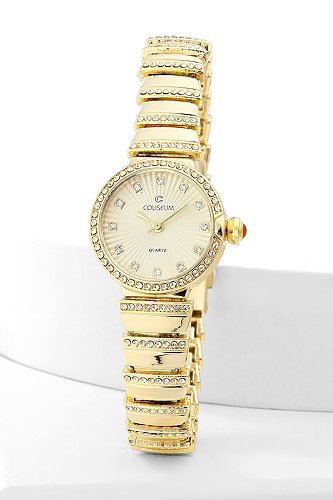 moda selvim Işıltı Detaylı Modern Saat 8851CLSK1184 Gold - Thumbnail