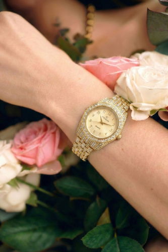 C.L.S.K. - Işıltılı Taşlı Kol Saati 153CLSK1184 Gold