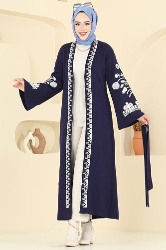 moda selvim İşleme Detay Triko Hırka 10493KL398 Laci - Thumbnail