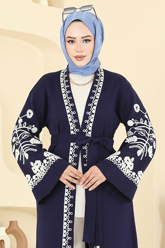 moda selvim İşleme Detay Triko Hırka 10493KL398 Laci - Thumbnail