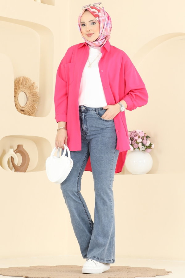 Modaselvim Pantolon İspanyol Paça Kot Pantolon 3328LD1070 Açık Kot