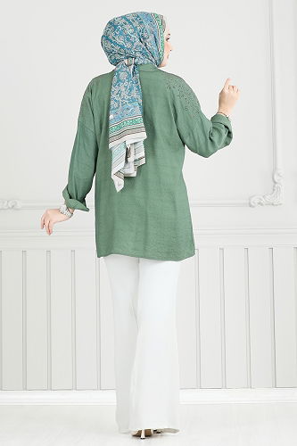 moda selvim İspanyol Paça Pantolon 6629YG95 Ekru - Thumbnail