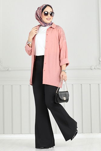 moda selvim İspanyol Paça Pantolon 6629YG95 Siyah - Thumbnail