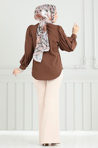 moda selvim İspanyol Paça Pantolon 6629YG95 Taş - Thumbnail