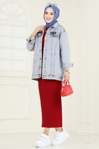 moda selvim Jacket 10003ETT926 Light Denim - Thumbnail