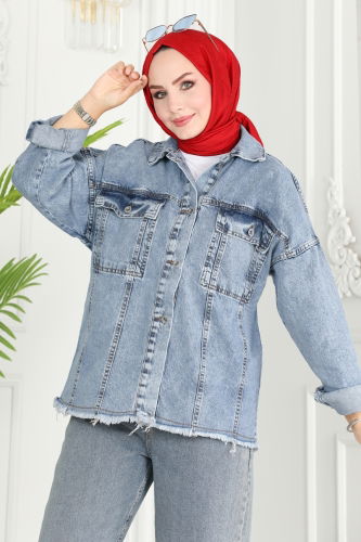 moda selvim JACKET 16697ETT926 Washed Jeans - Thumbnail