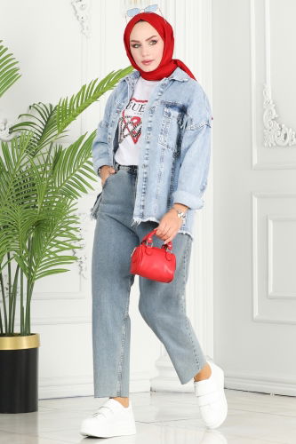 moda selvim Jacket 16697ETT926 Washed Jeans - Thumbnail