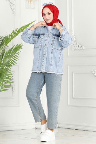 moda selvim Jacket 16697ETT926 Washed Jeans - Thumbnail