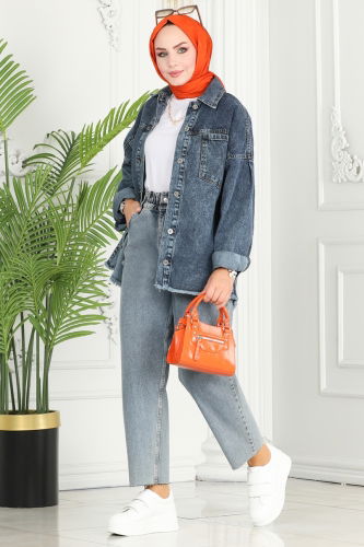 moda selvim JACKET 16698ETT926 Denim - Thumbnail