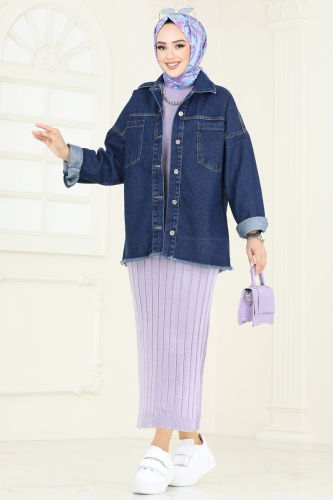 moda selvim Jacket 16698ETT926 Denim - Thumbnail