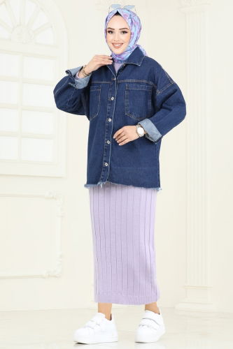 moda selvim Jacket 16698ETT926 Denim - Thumbnail