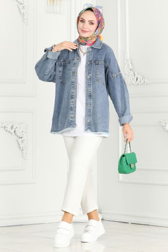 moda selvim JACKET 16698ETT926 Washed Jeans - Thumbnail