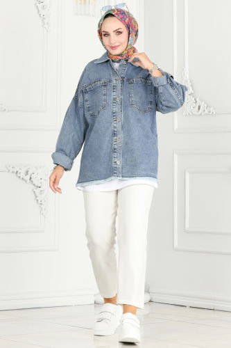 moda selvim JACKET 16698ETT926 Washed Jeans - Thumbnail