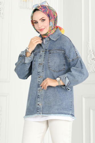 moda selvim JACKET 16698ETT926 Washed Jeans - Thumbnail