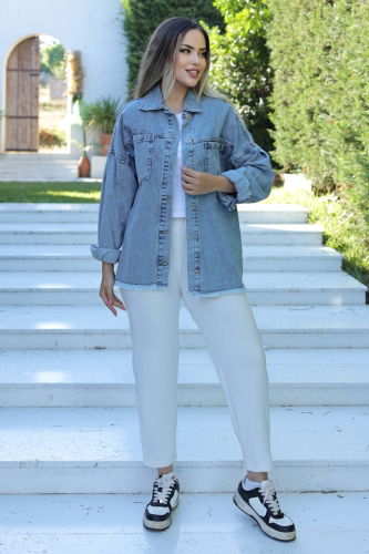 moda selvim JACKET 16698ETT926 Washed Jeans - Thumbnail