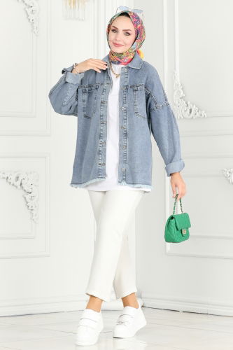 moda selvim Jacket 16698ETT926 Washed Jeans - Thumbnail