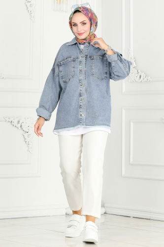 moda selvim Jacket 16698ETT926 Washed Jeans - Thumbnail