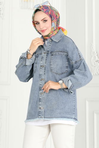 moda selvim Jacket 16698ETT926 Washed Jeans - Thumbnail