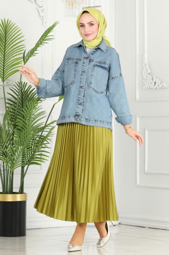 moda selvim JACKET 16699ETT926 Washed Jeans - Thumbnail