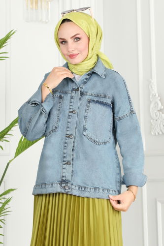 moda selvim JACKET 16699ETT926 Washed Jeans - Thumbnail