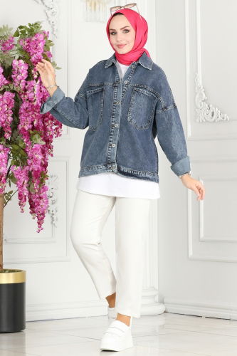 moda selvim Jacket 16700ETT926 Denim - Thumbnail