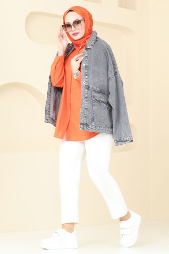 moda selvim Jacket 20387ETT926 Washable Grey - Thumbnail